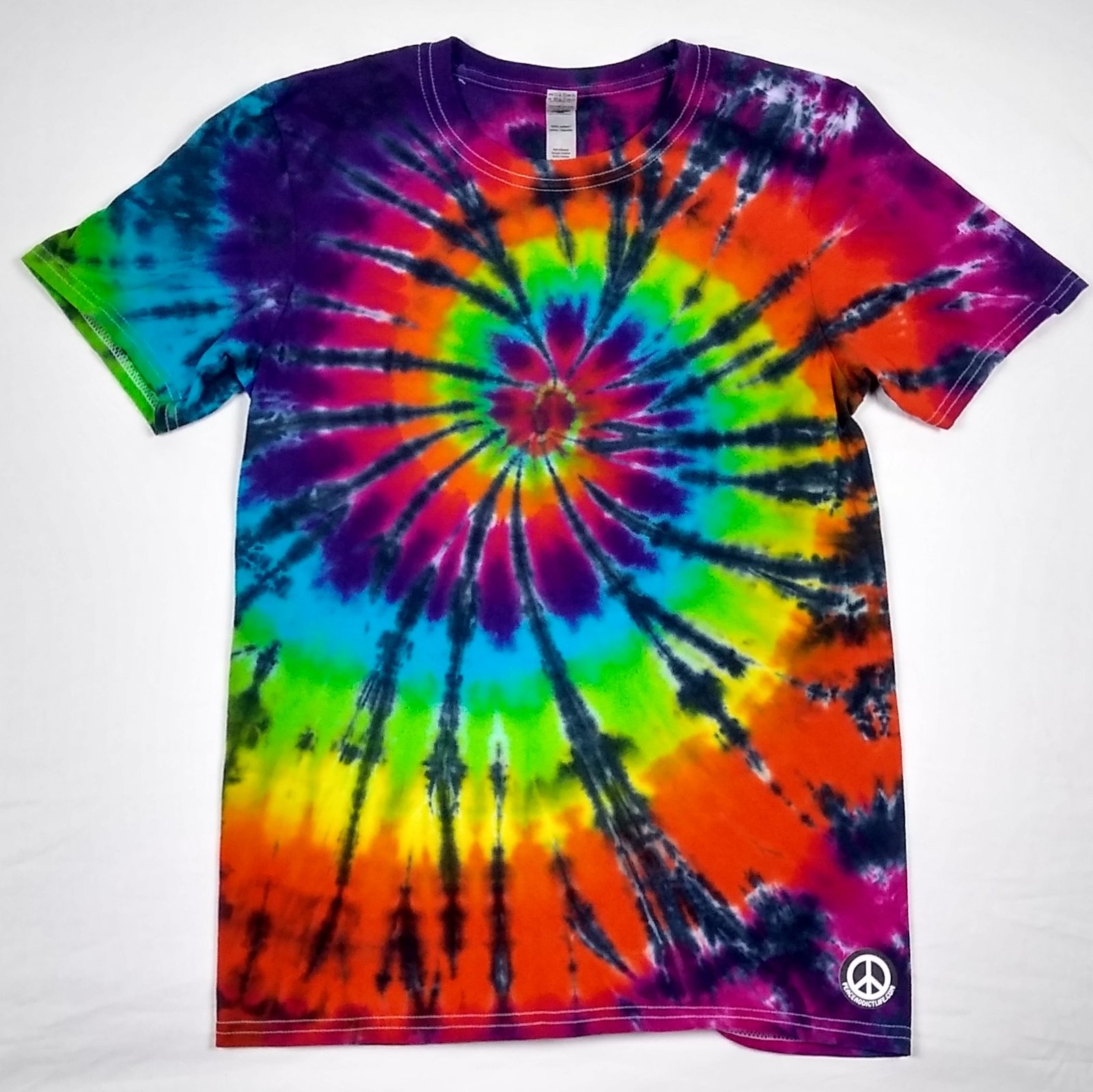 T-Shirts Tops & Tees Black Rainbow Spiral 100% Cotton Adult Tie-Dye T