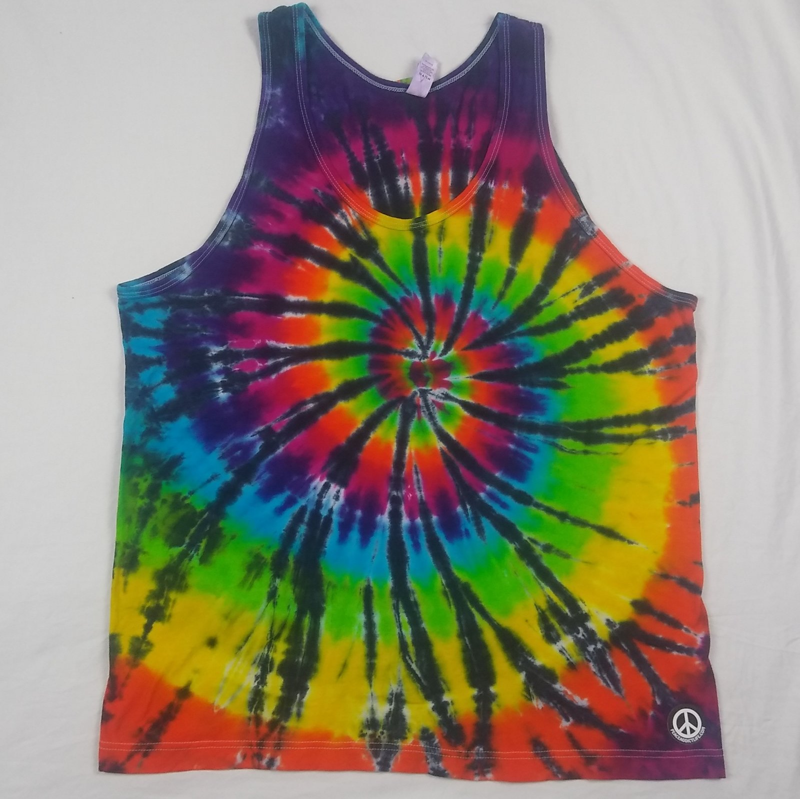 2XL Ice Dyed Rainbow Spiral Tie Dye T-shirt