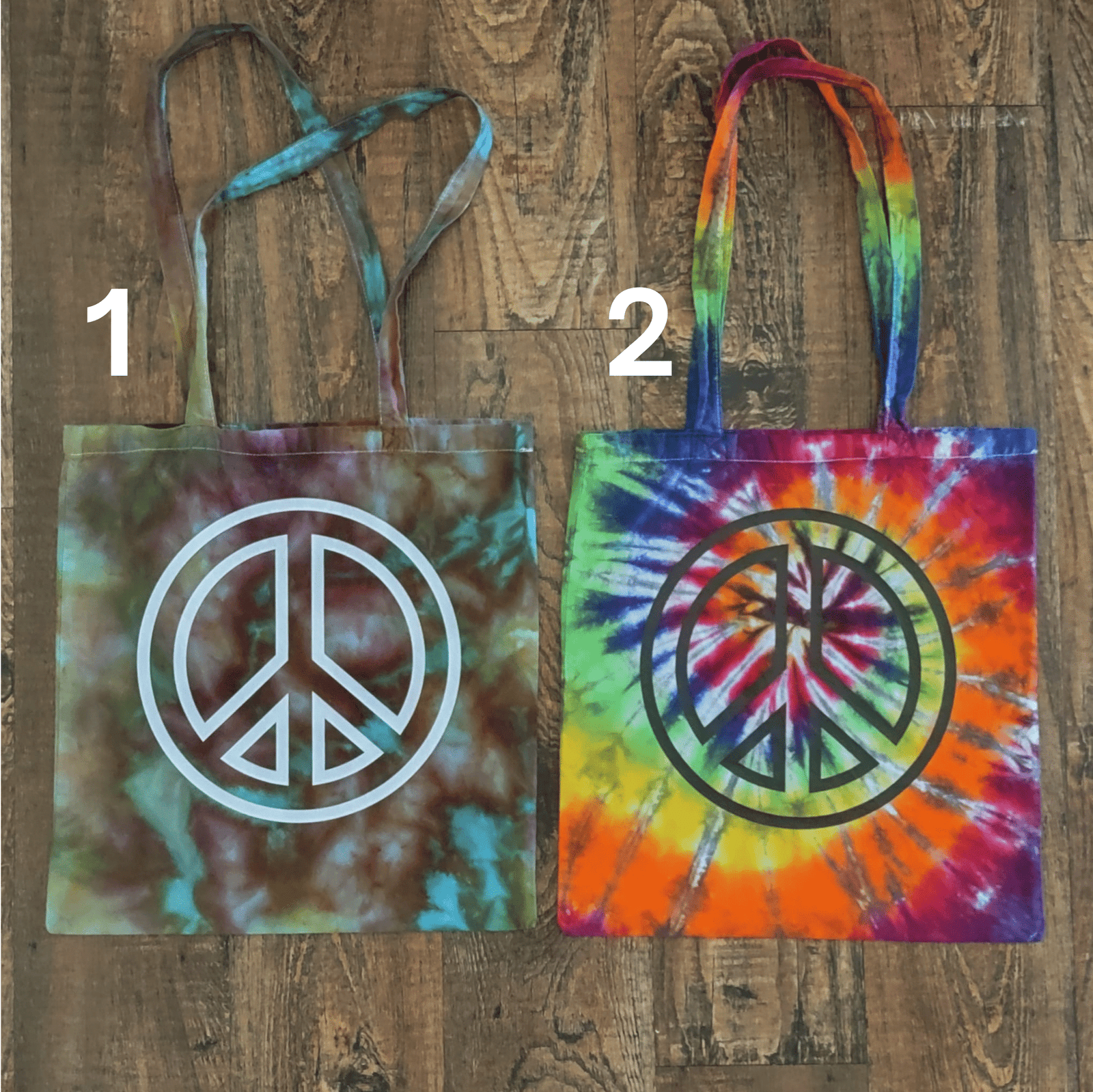 Peace Sign Tie Dye Tote Bags